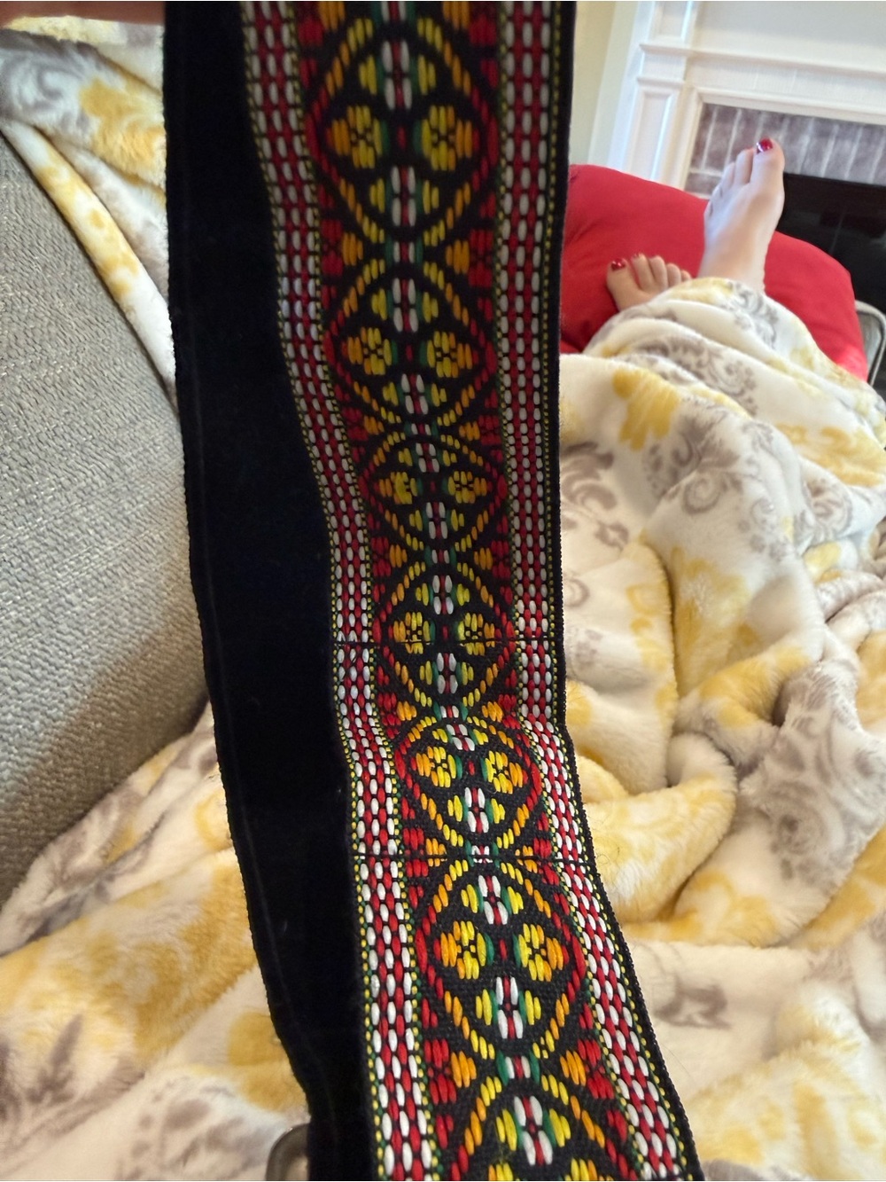 Prinz Hippie Vintage Camera Strap with Red, Green & Yellow Pattern